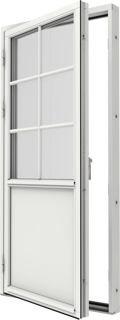 Original Trä 100, altandörr med fyllning SP2.1, utsida öppen