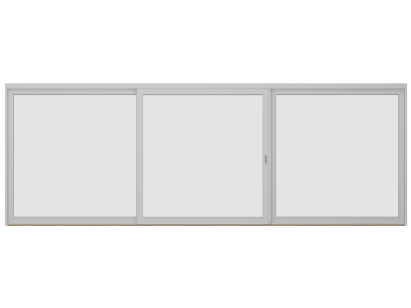 Skjutdörr Trä, en öppningsbar del i mitten, utsida stängd